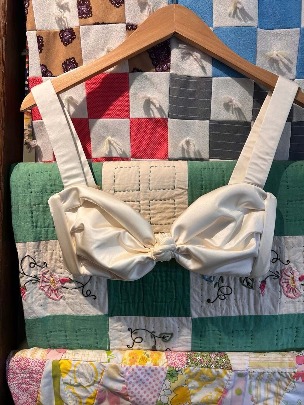 NWOT Montce Bella Ruched Bikini Top Size M Cream